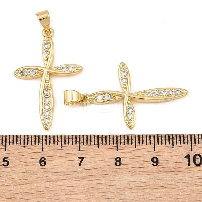 Brass Micro Pave Clear Cubic Zirconia Pendants CU-CBADC6C-01G-1