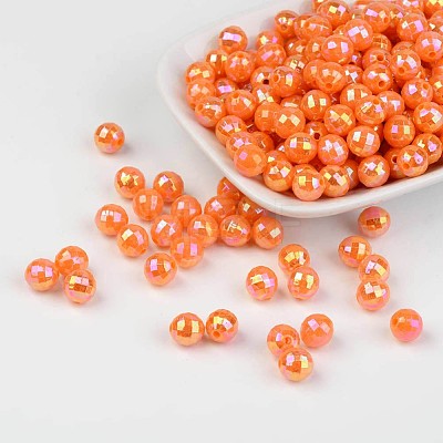 Faceted Colorful Eco-Friendly Poly Styrene Acrylic Round Beads SACR-K001-6mm-73-1