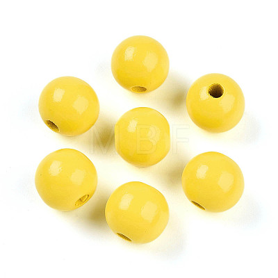 Painted Natural Wood Beads WOOD-A018-16mm-18-1