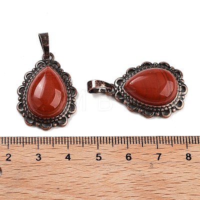 Natural Red Jasper Teardrop Pendants G-K363-01R-01-1