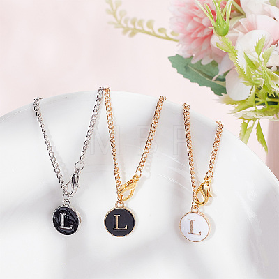 Flat Round with Letter Alloy Enamel Wine Glass Charms AJEW-AB00184-12-1