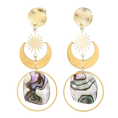 201 Stainless Steel & Natural Paua Shell Pendants Dangle Earrings EJEW-JE07456-01-1
