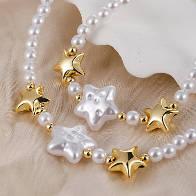 Brass Star Bracelets & Necklaces Sets for Women CA5711-1-1