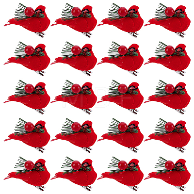 Felt & Feather & Foam Simulation Bird Christmas Tree Decorations DJEW-WH0028-031P-1