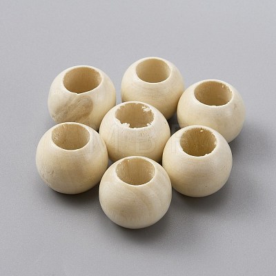 Undyed Wood Beads WOOD-TAC0014-09-1