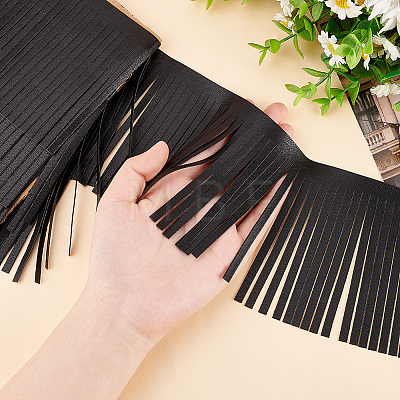   2 Meters PU Imitation Leather Tassels Trimming DIY-PH0010-44A-02-1