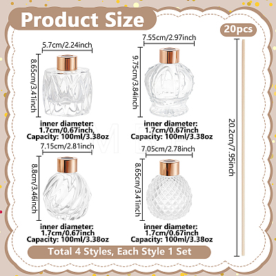 4Pcs Glass Aromatherapy Refillable Bottles AJEW-GA0010-83-1
