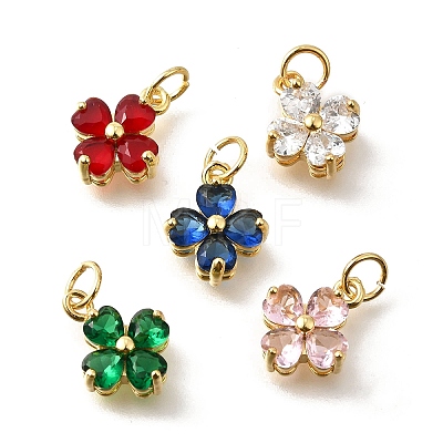 Brass Micro Pave Cubic Zirconia Pendants KK-V008-11G-06-1