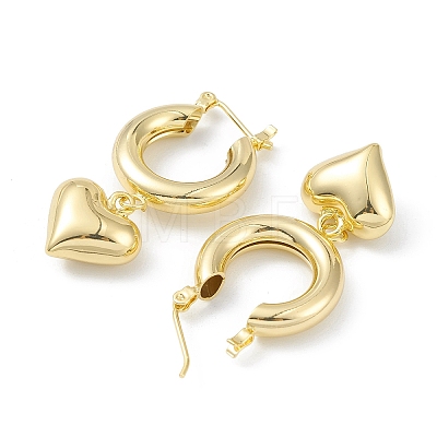 Brass Heart Dangle Hoop Earrings for Women EJEW-G347-01G-1