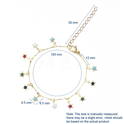 Star Brass Enamel Charm Bracelets X-BJEW-JB05221-02-1