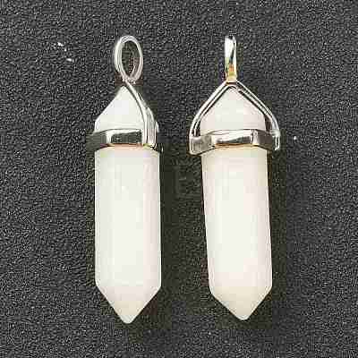 Natural White Jade Pointed Pendants G-M378-01P-A12-1