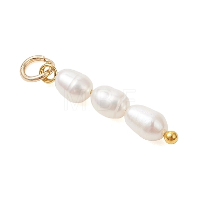 3Pcs 3 Styles Natural Cultured Freshwater Pearl Beaded Pendants PALLOY-JF05093-1