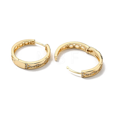 Brass with Clear Cubic Zirconia Hoop Earrings EJEW-B035-20KCG-1