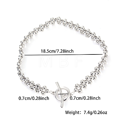 Rhodium Plated 925 Sterling Silver Round Beaded Stretch Bracelets for Women DS4468-1-1
