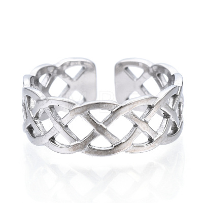 304 Stainless Steel Wire Wrap Open Cuff Ring RJEW-N040-35-1