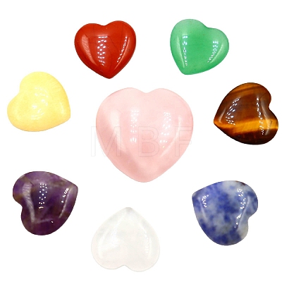 Mixed Natural Gemstone Healing Love Heart Stones Ornaments Set PW-WG36787-02-1