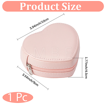 Heart PU Imitation Leather Jewelry Organizer Zipper Boxes AJEW-CL0006-03B-1