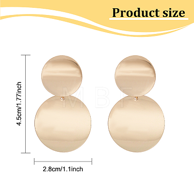 2 Pairs 2 Colors Alloy Double Flat Round Dangle Stud Earrings for Women EJEW-AN0001-84-1