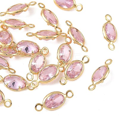 SHEGRACE Brass Pave Cubic Zirconia Oval Connector Charms XGRQ2O133-439B-G-1