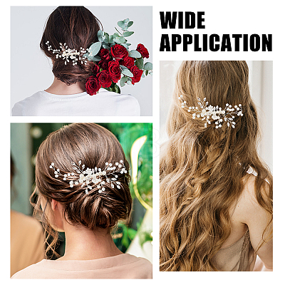 Fashionable Wedding Alloy Rhinestone Hair Combs AJEW-WH0291-29-1
