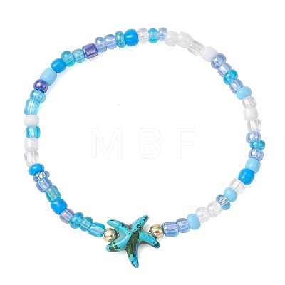 6Pcs Synthetic Turquoise & Non-magnetic Hematite Beads Stretch Bracelets BJEW-JB13432-1