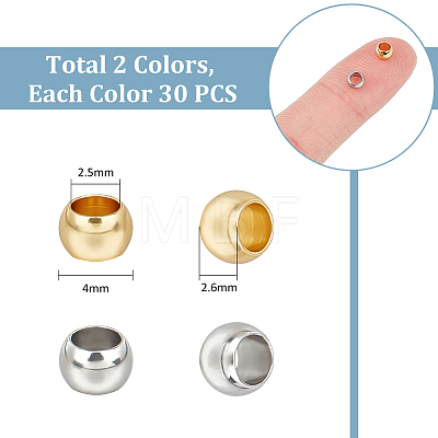 Unicraftale 60Pcs 2 Colors Ion Plating(IP) 201 Stainless Steel Beads STAS-UN0055-57-1