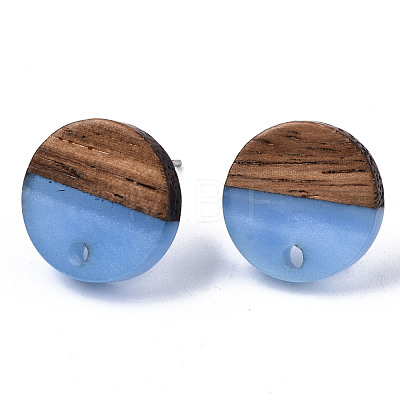 Resin & Walnut Wood Stud Earring Findings MAK-N032-007A-H02-1