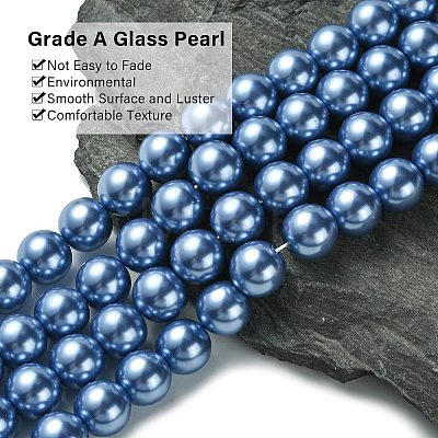 Eco-Friendly Glass Pearl Beads Strands HY-A008-14mm-RB015-1