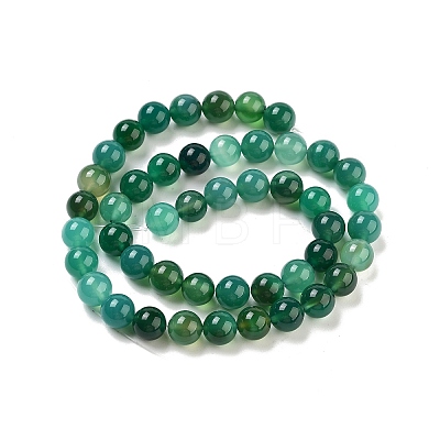 Natural Green Onyx Agate Dyed Round Bead Strands G-P070-19-8mm-1