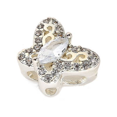 Brass Micro Pave Cubic Zirconia Beads KK-D408-11S-05A-1