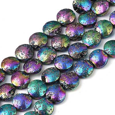 Electroplated Natural Lava Rock Beads Strands G-K388-01E-1