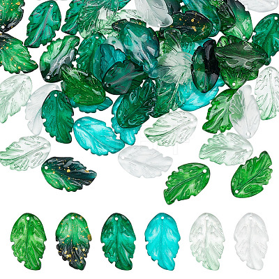 60Pcs 6 Styles Transparent Glass Pendants GLAA-ME0001-11-1
