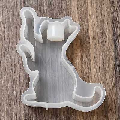 Lovely Cat Shape Candlestick Silhouette Silicone Molds SIMO-C010-01C-1