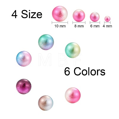 Rainbow Acrylic Imitation Pearl Beads OACR-YW0001-05-1