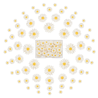 100Pcs 4 Styles Flatback Hair & Costume Accessories Ornaments Resin Flower Daisy Cabochons CRES-NB0001-37B-1
