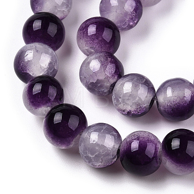 Crackle Baking Painted Imitation Jade Glass Beads Strands DGLA-T003-6mm-13-1