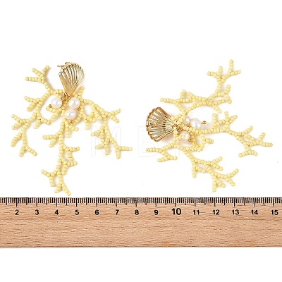 Glass Seed Beaded Stud Earrings for Women EJEW-MZ00781-02-1
