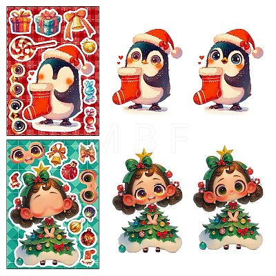 6Pcs Christmas Theme Cartoon Paper Stickers DIY-P085-14A-1