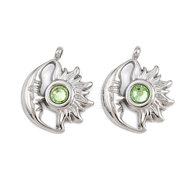 304 Stainless Steel Rhinestone Pendants STAS-Z166-24P-08-1