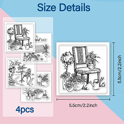 4Pcs 4 Styles PVC Stamp DIY-WH0487-0010-1