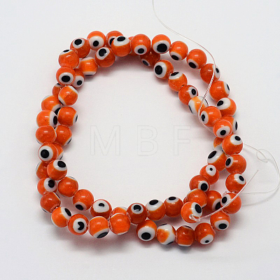 Handmade Evil Eye Lampwork Round Bead Strands LAMP-L055-10mm-03-1