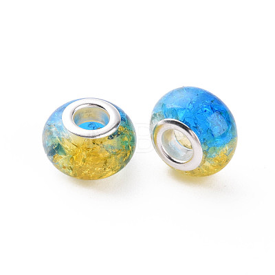 Crackle Two Tone Resin European Beads RPDL-T003-06I-1