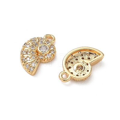 Brass Micro Pave Clear Cubic Zirconia Charms KK-P355-01C-G-1