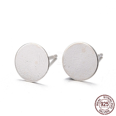 925 Sterling Silver Flat Pad  Stud Earring Findings STER-K167-045F-S-1