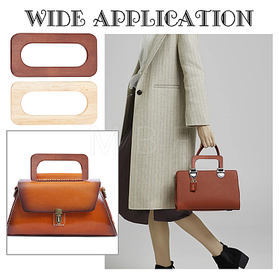 WADORN 4Pcs 2 Colors Rectangle Wood Bag Handles FIND-WR0008-01-1