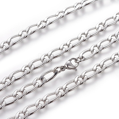304 Stainless Steel Figaro Chain Necklaces NJEW-E143-08P-1