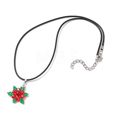 3Pcs 3 Styles Natural Carnelian(Dyed & Heated) & Dyed Malaysia Jade & Rose Quartz & Glass Snowflake Pendant Necklaces NJEW-JN05054-1