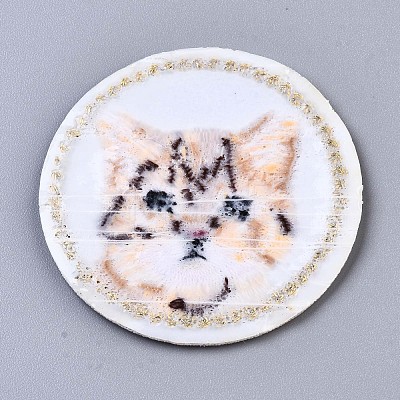 Round with Cat Appliques DIY-S041-025-1