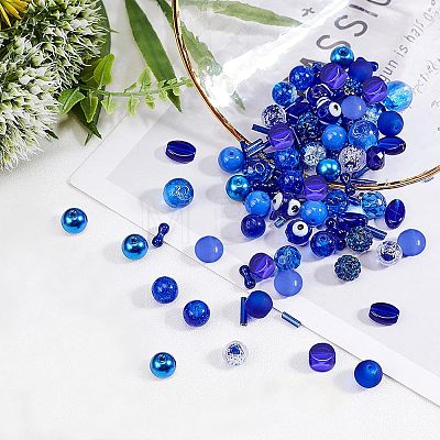   18 Style Blue Glass Beads GLAA-PH0007-08-1