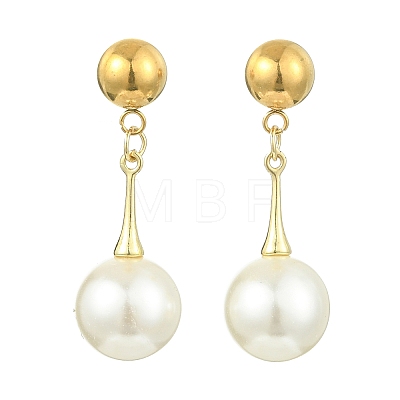 Shell Pearl Beads Dangle Stud Earrings EJEW-JE07033-1
